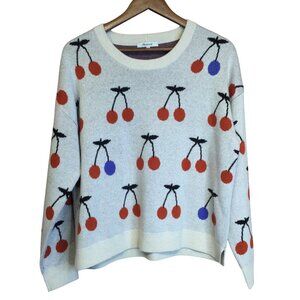 Madewell Cherry Jacquard Pullover Sweater Size M Viscose Merino Wool Alpaca